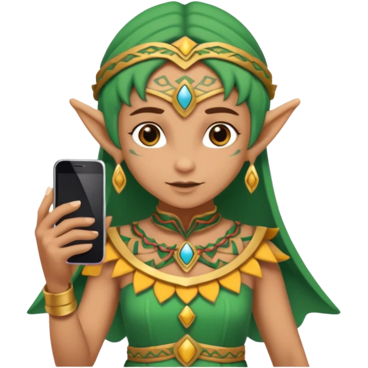 elf with mayan custome dress and smartphone emoji