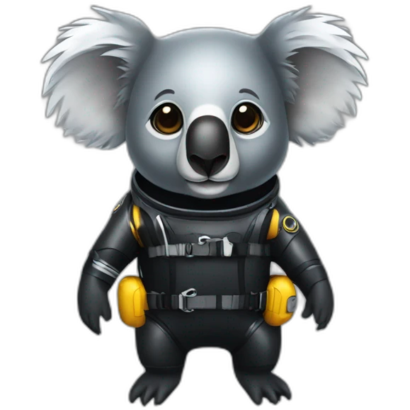 koala in black rubber shiny diving suit emoji