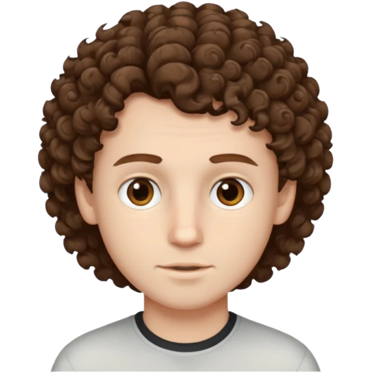 boy,  brown hair, curly hair, brown eyes, pale skin, , hair edger  emoji
