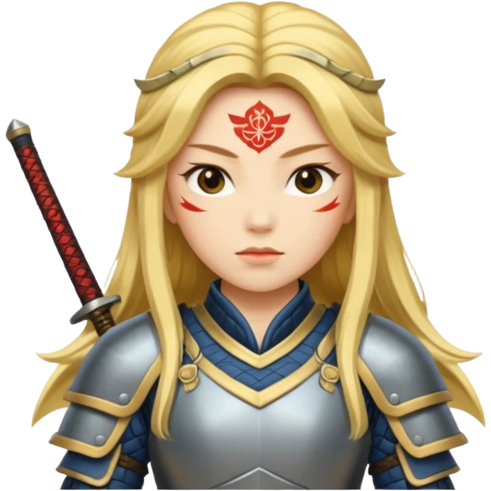 Lady samurai with long golden hair and white skin emoji