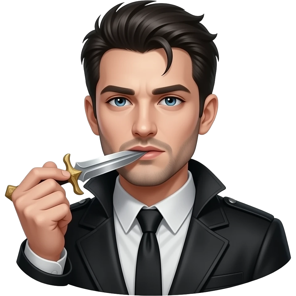 Gothic man licking g a dagger emoji