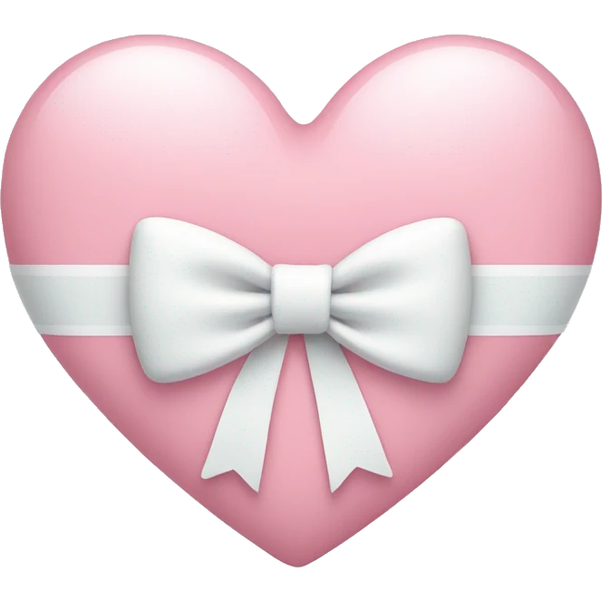 Pastel pink heart with white bow emoji