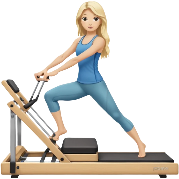 long haired blonde pilates instructor teaching reformer emoji