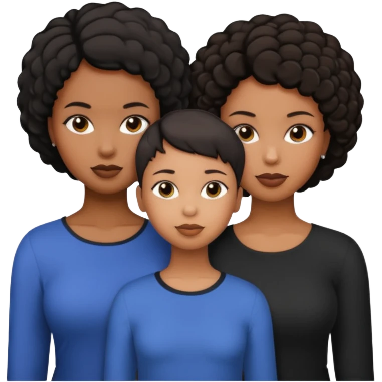 Two black girls kids and one mom all short hair emoji