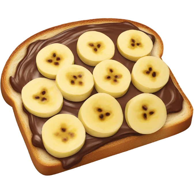 piece of toast with nutella on it and bananas on top of the nutella emoji