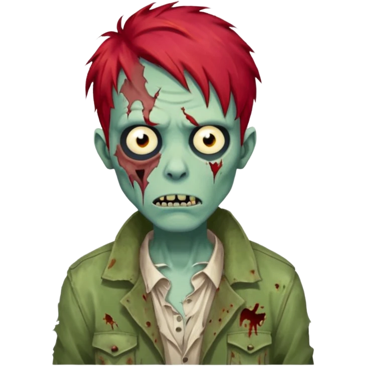 man zombie with bright red hair emoji