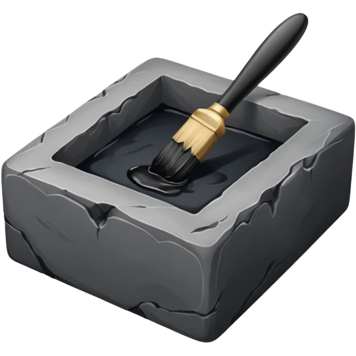 Calligraphy Inkstone – Stone block with dark ink well. emoji