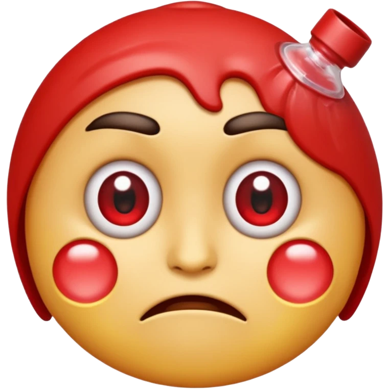 An emoji with red round watering eyes  with little upset face! emoji