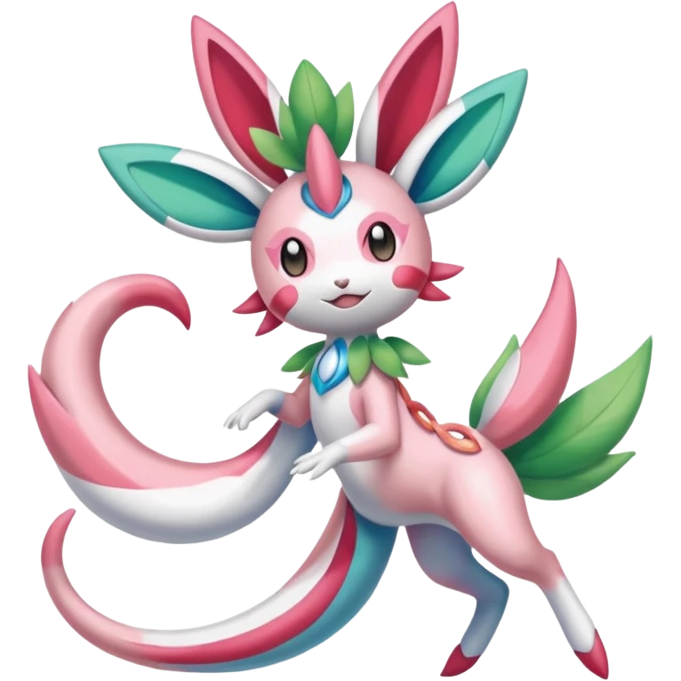 Shaymin-Sylveon-Meloetta-Cresselia-Milotic-Amaura-Pokémon-Fakémon-fusion, full body emoji