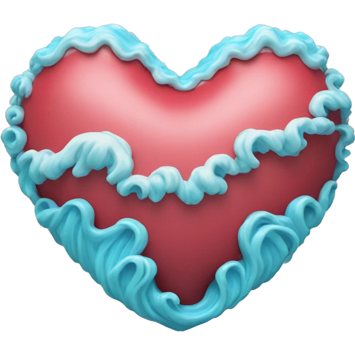 3d heart shape sea wave emoji