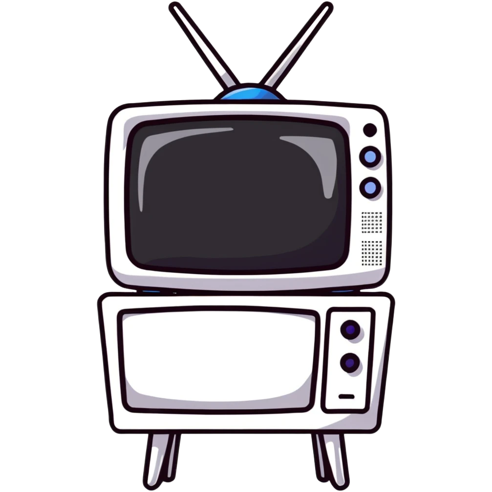 Thick feminine figure with TV screen head, digital face displayed on screen emoji