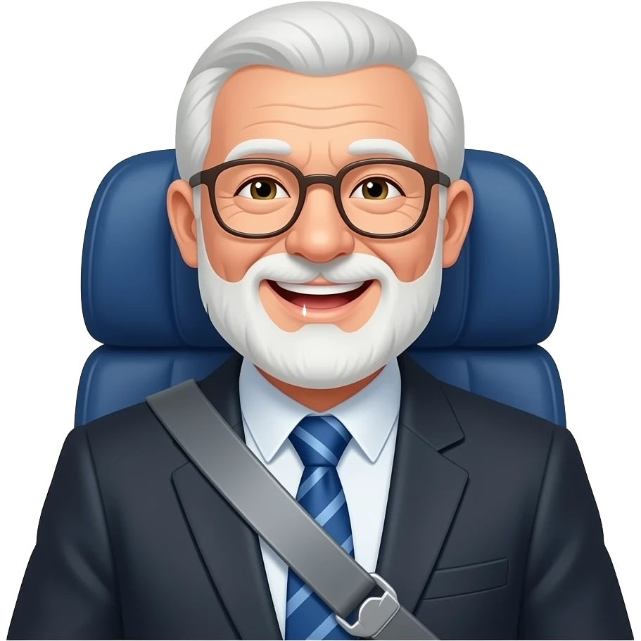 Laughing Old man onair  plane in seatbelt emoji