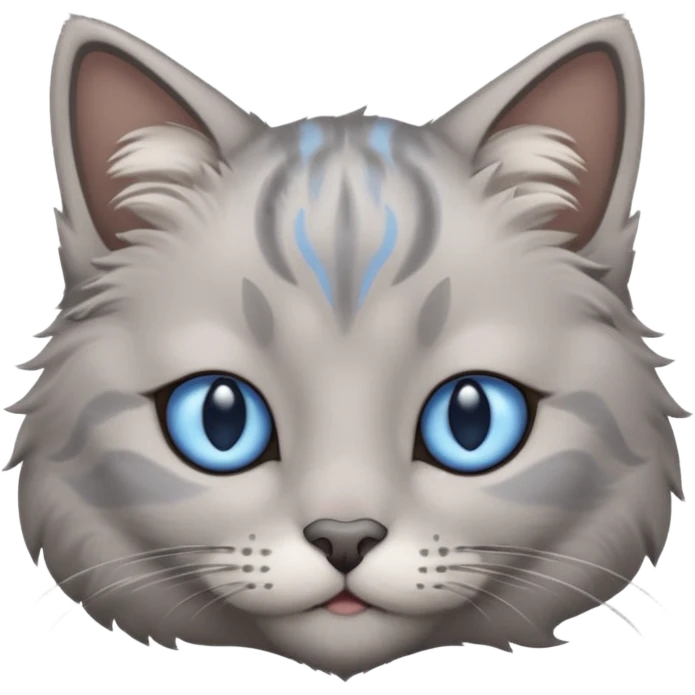 a gray cat with blue eyes on its FOREHEAD emoji