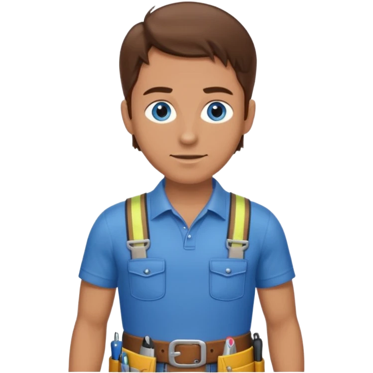 Guy with brown hair and blue eyes wearing a toolbelt  emoji