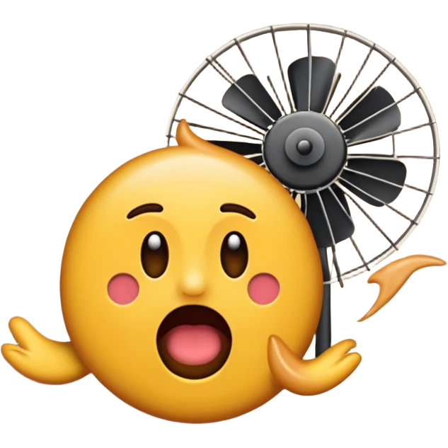 Create a shit emoji being thrown from a fan, like "shit in the fan" expression emoji