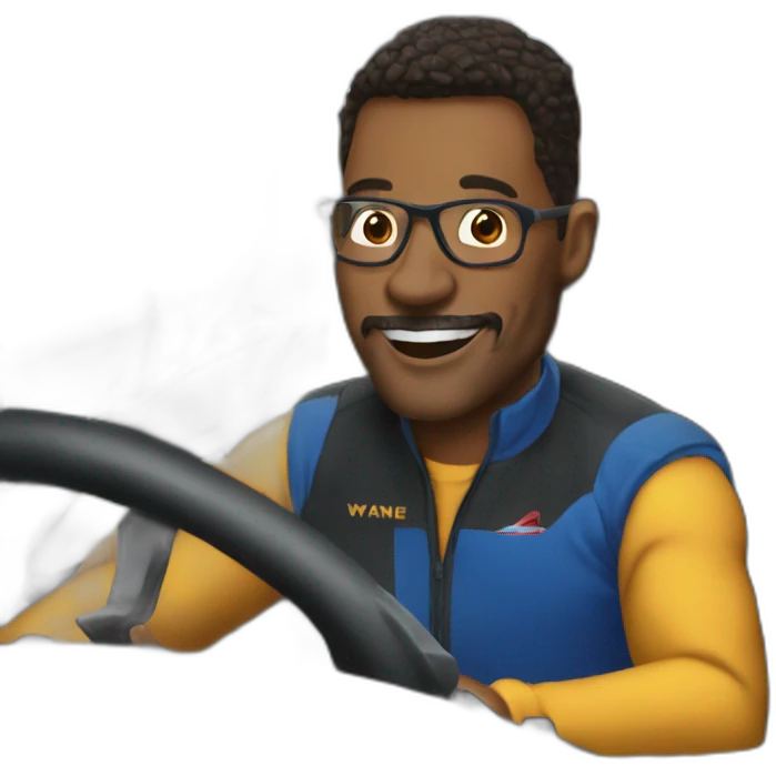 Wayne Johnson in a sportive car emoji