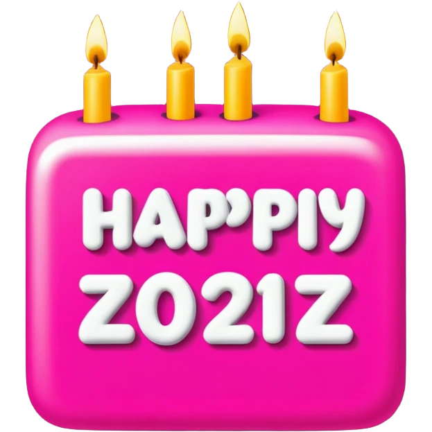 Happy birthday message in dark pink retro font emoji