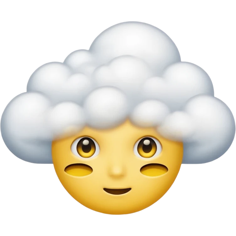 Face in clouds yellow circle and black eyes and remove a mouth and move in a cloud emoji