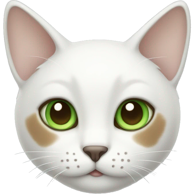 white cat with brown ears and green eyes  emoji
