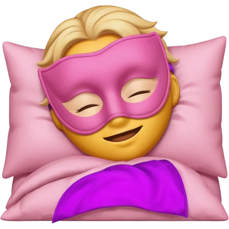 sleeping emoji with pink mask emoji