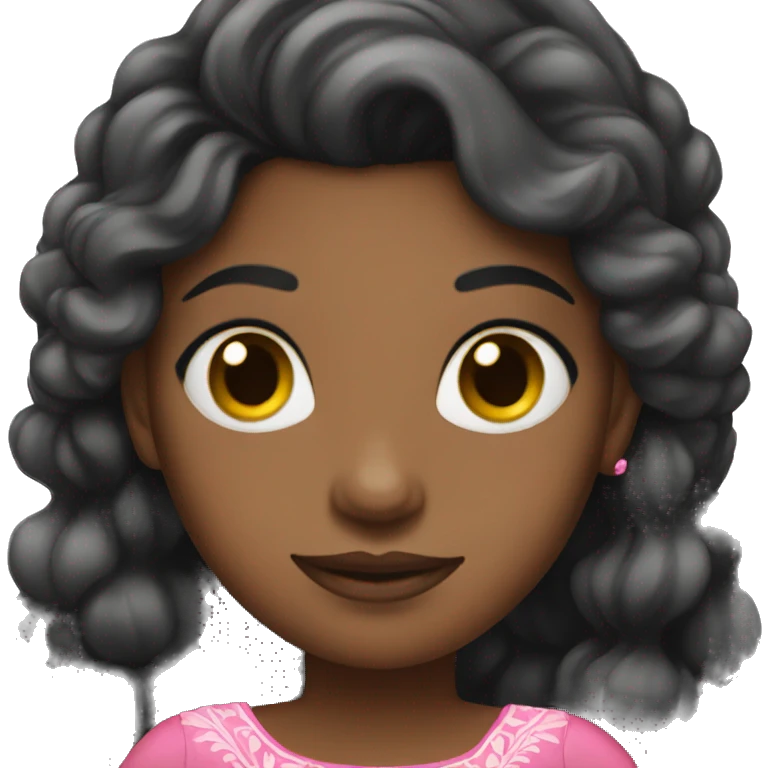 black princess with pink dress emoji