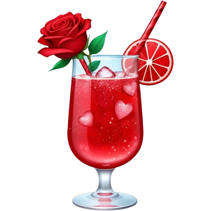 Glittery with roses red mocktail emoji