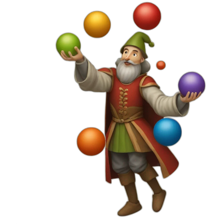 medieval juggler juggling 4 balls over them emoji