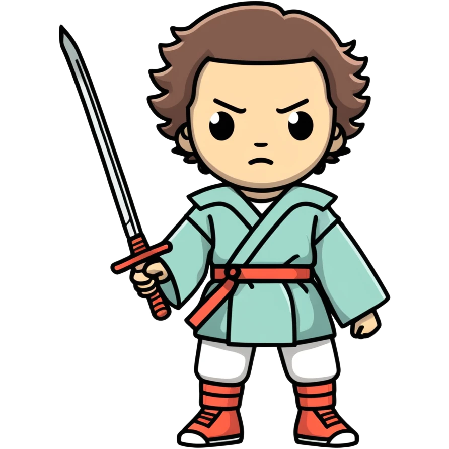 Eleven from stranger things wielding a samurai sword  emoji