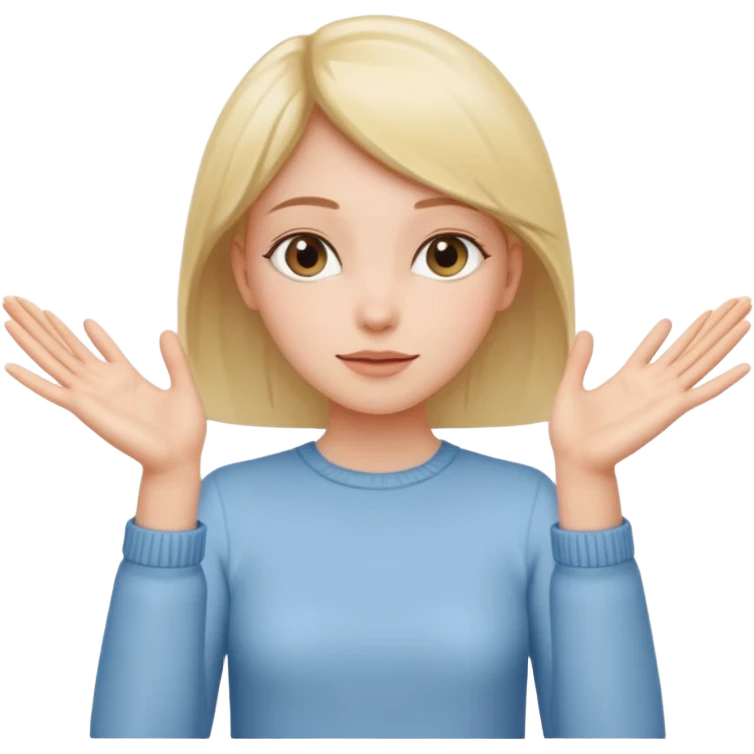 Girl with two hands in front out palms facing upwards  emoji