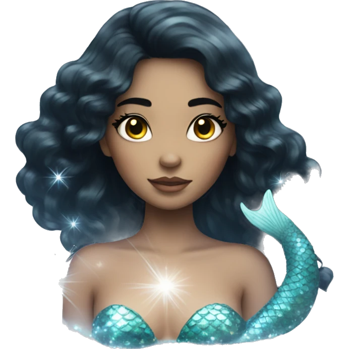 Ethereal mermaid with sparkles and black hair emoji