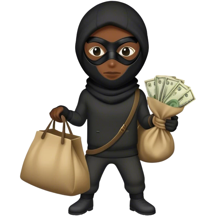 Masked thief with a bag of money emoji