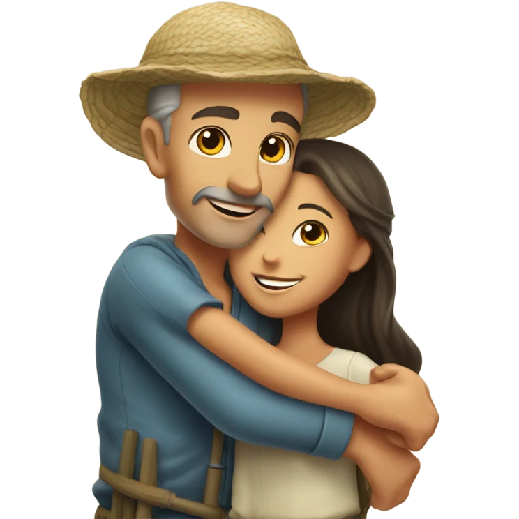 Caucasian fisherman no beard or mustache in love with Philippine island girl on an island emoji