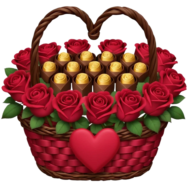 Valentine’s Day basket with burgundy red roses emoji