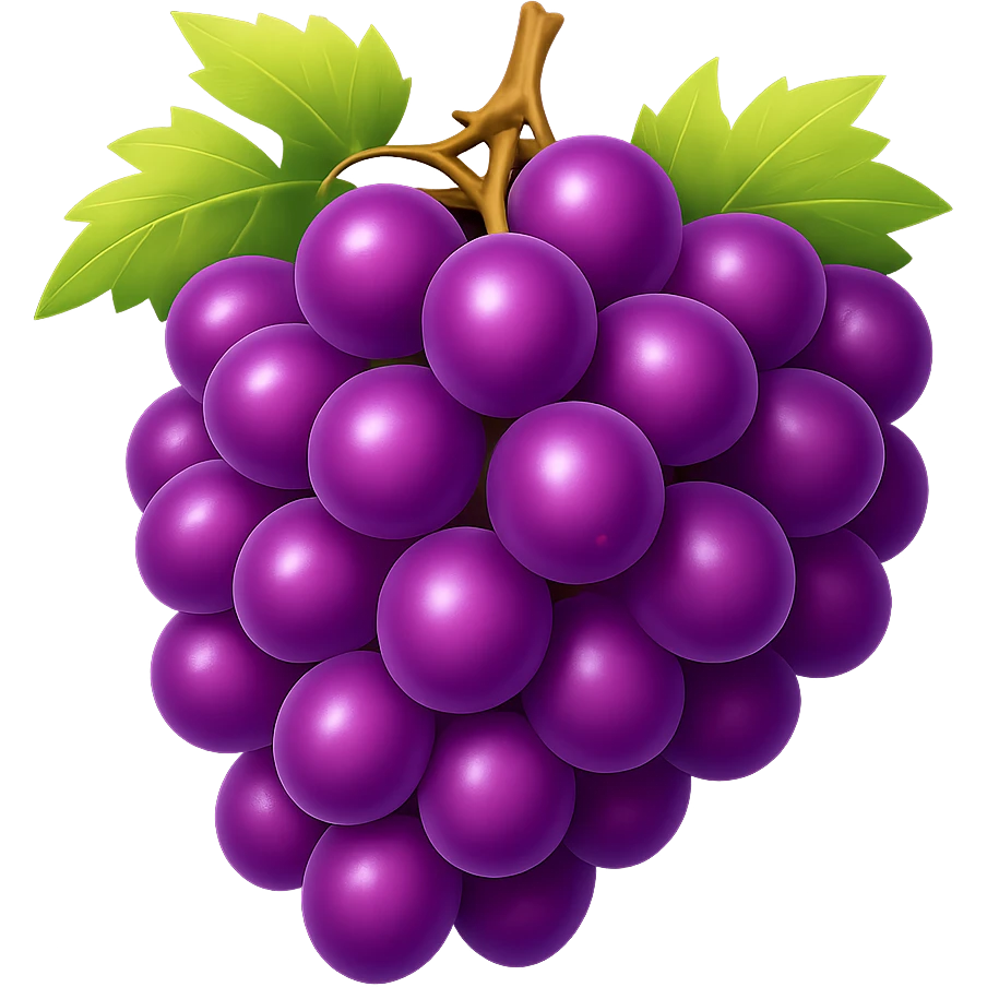 Resize the grapes emoji to be smaller, targeting a file size of 50-100kb, with no background. emoji