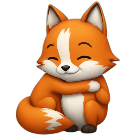 Fox hugging a cat emoji