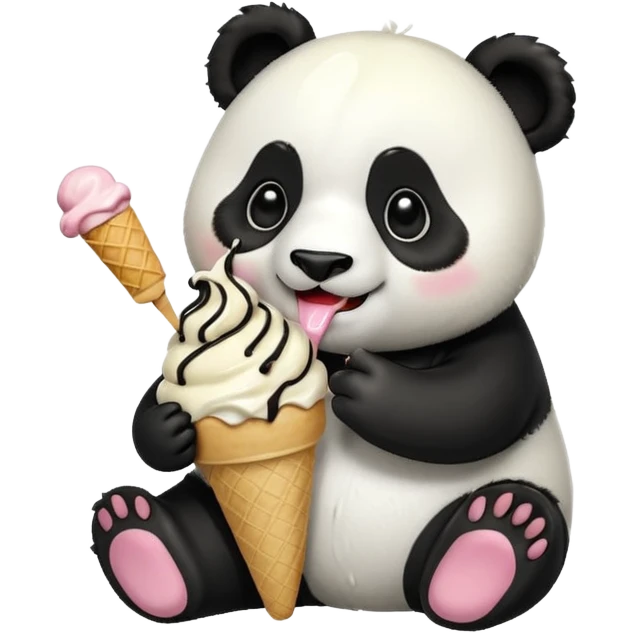 Panda eating ice cream emoji