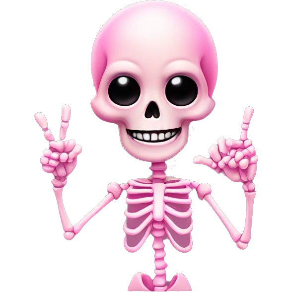 Cute pink skeleton giving the middle finger emoji