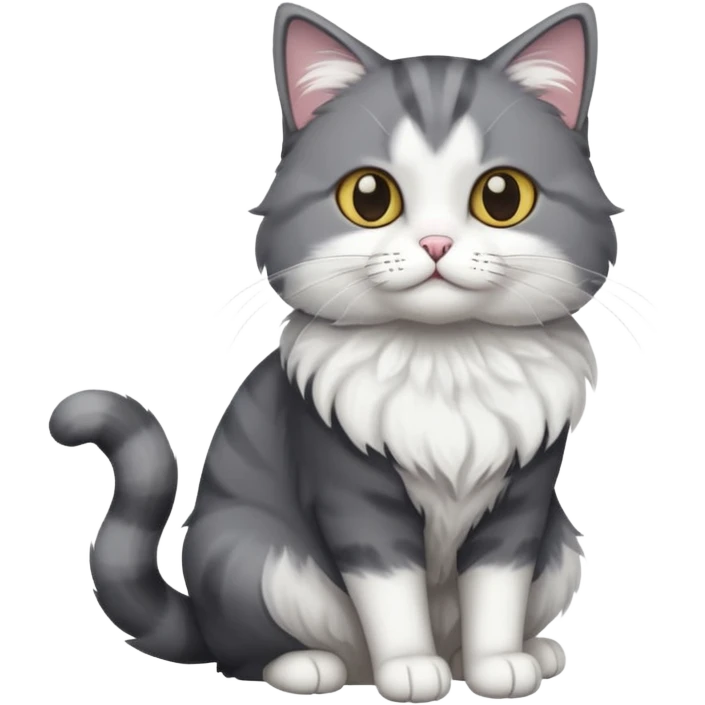 full body dark grey and white cat with white front legs emoji