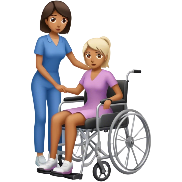 Mujer empujando a enfermo en una silla de ruedas emoji