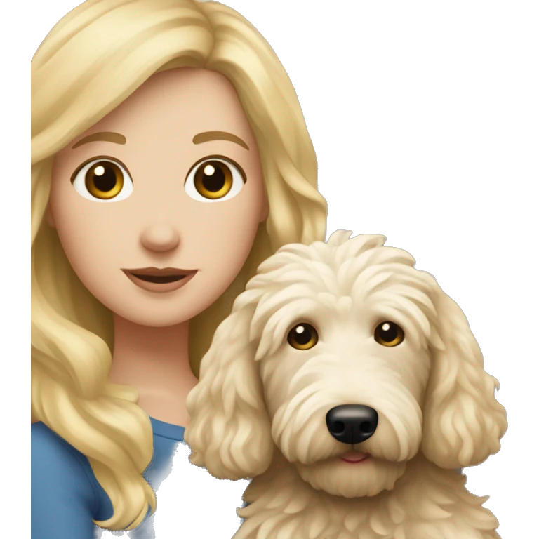 blonde white girl and her goldendoodle emoji
