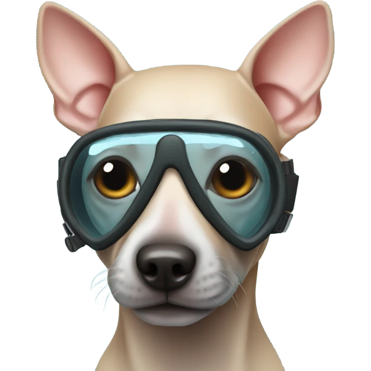 American Hairless Terrier with Snorkel Swimming Mask emoji