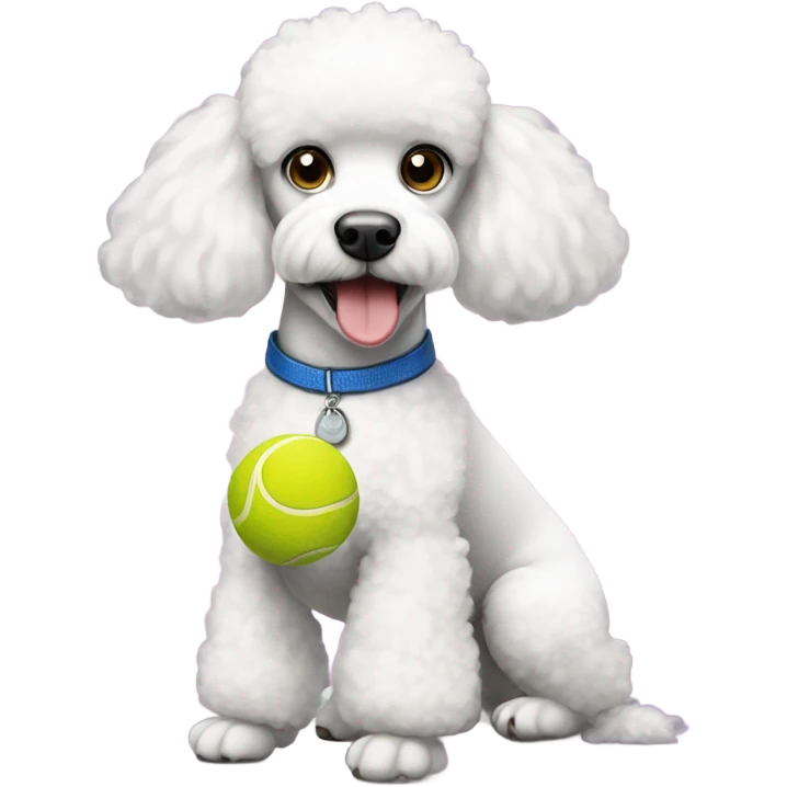 White poodle with tennis ball emoji