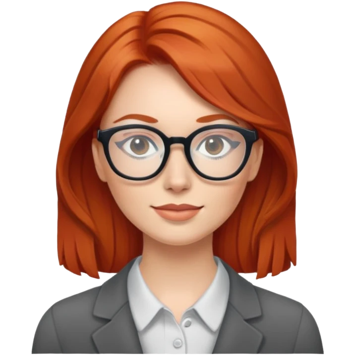 Mujer pelirroja con gafas emoji