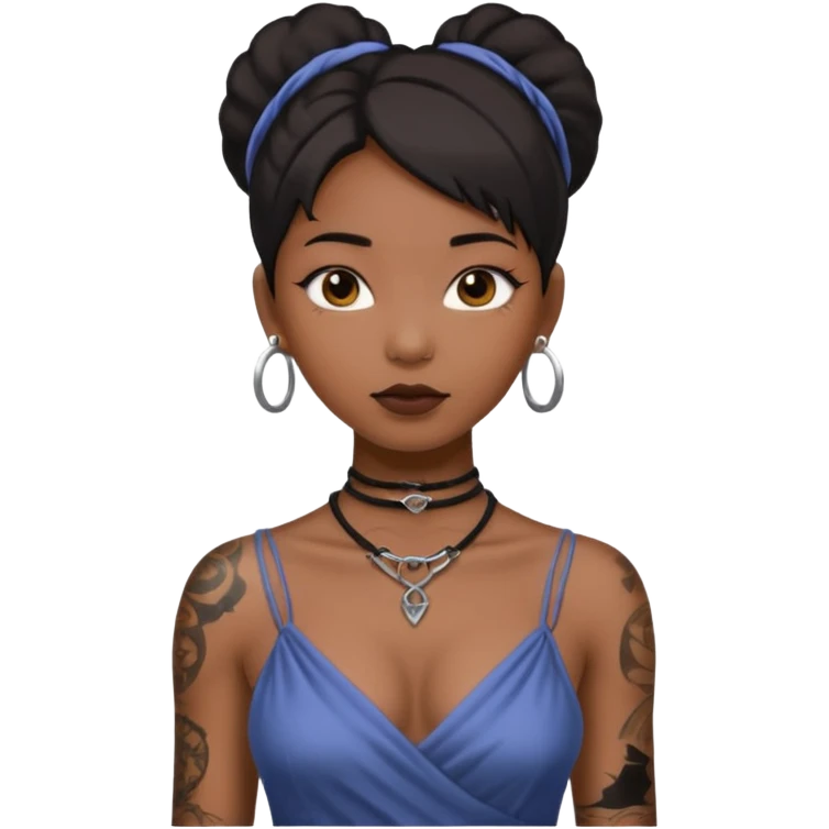 asian black girl with neck tattoo and 2 string dress emoji