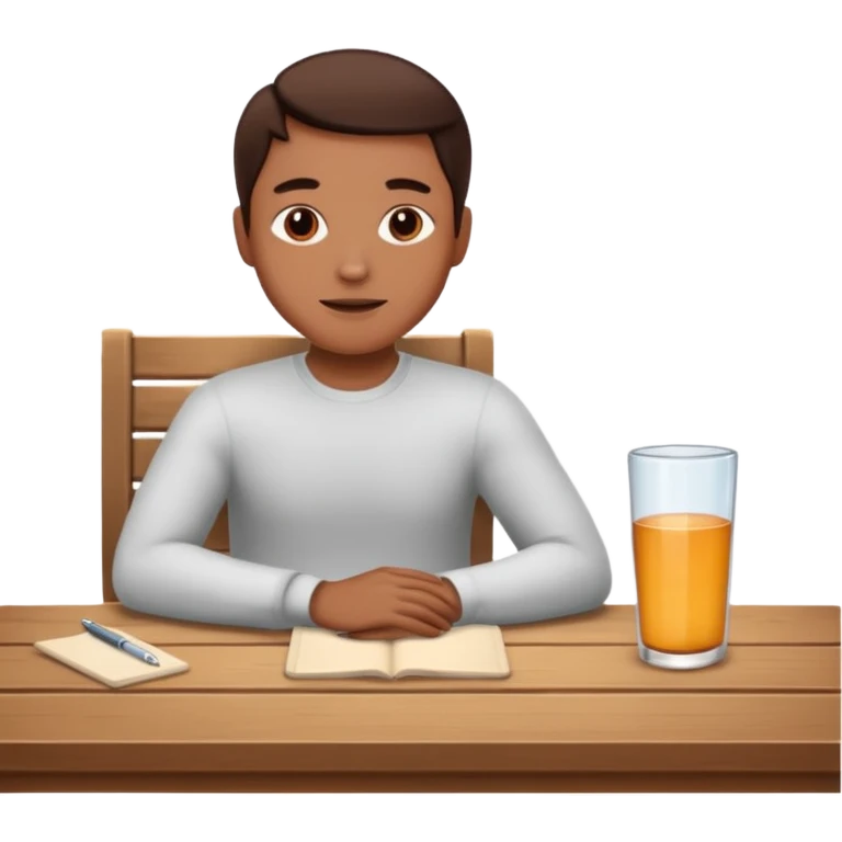uma pessoa sentada em uma mesa emoji