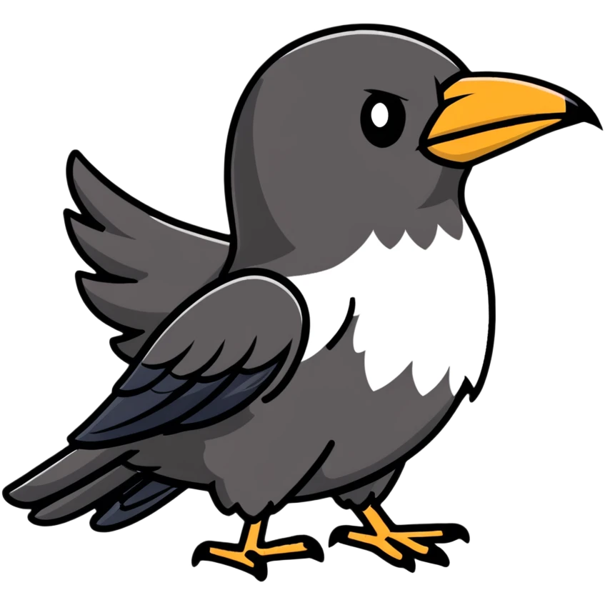 crow with black wings and white breast emoji
