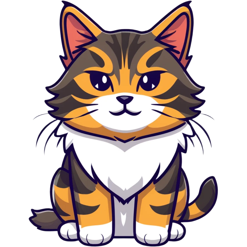 powerful maine coon cat with impressive mane and cute but fierce expression emoji