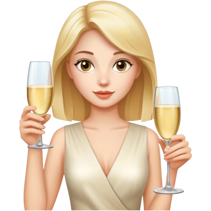 A beautiful girl holds a glass of champagne in one hand emoji