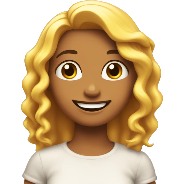chica con cabello ondulado largo sonriendo tiernamente emoji