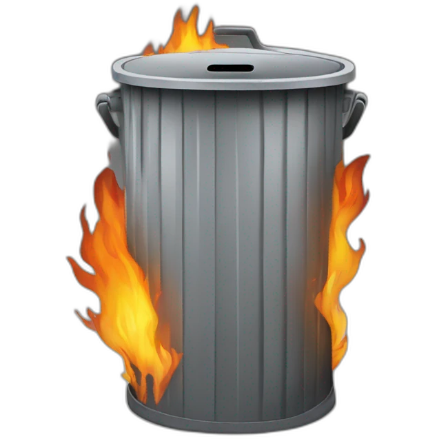 trash can on large fire emoji